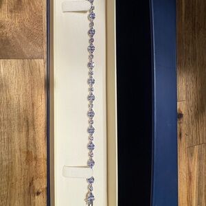 Dazzling sterling silver Tanzanite bracelet with tanzanite stud  earrings.